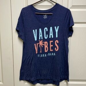 Flora Bama “Vacay Vibes” V neck t shirt.